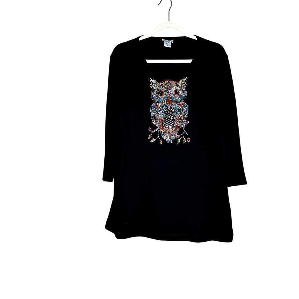 Classic Creations women's size 1X Owl shirt novelty art to wear,